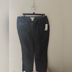 NWT Susan Bristol White Label Black Sparkle Print Women's Jeans